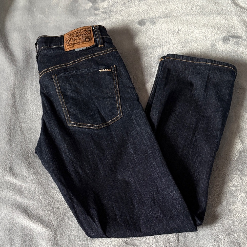 Volcom Men's Dark Blue Straight-Leg Jeans